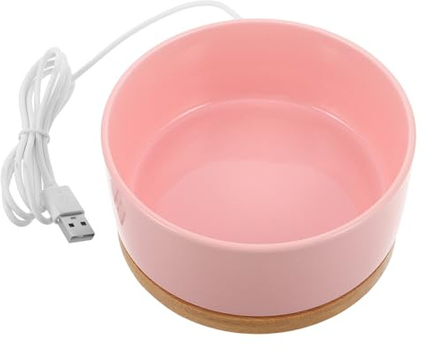 SHINEOFI Bebedero Calentado para Mascotas Pequeñas 350 Ml Tazón Térmico USB Rosa, Recipiente de Temperatura Constante para Gatos y Perros en Invierno