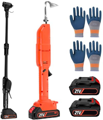 Azada Eléctrica Recargable De 2500 RPM, Cultivadora Inalámbrica con 2 Baterías De 1,5 Ah Y Recorrido De Trabajo De 30 mm. Cultivadora Portátil para Jardín, Ideal para Aflojar La Tierra Y Des with-Rod
