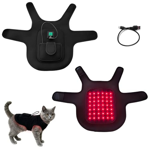 Ceinture de thérapie à la lumière rouge 660 nm/850 nm pour chiens et chats, coussin chauffant avec 3 modes pour soulager la douleur, ceinture thérapeutique réglable pour les douleurs articulaires