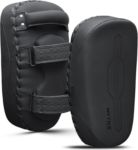 Mytra Fusion. Muay Thai Pad Böjd Karate Kick Pad för kampsport, Kickboxning, Taekwondo, Träning, Muay Thai Kick Pads Karate Shield Punch Pad X 1 Enhet Enkel (Svart (2-pack))