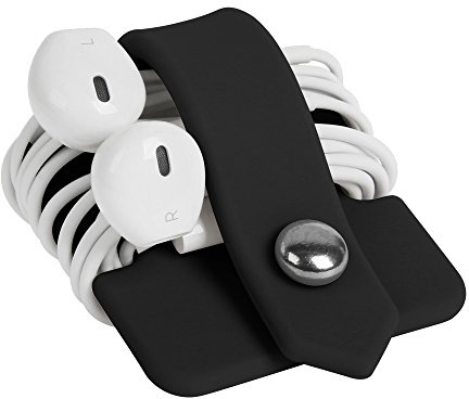 ELFRhino Headphone Case Cord Organizer Earbuds Holder Earphones Case Wrap Winder Headset Keeper Cord Manager Cable Organizer Black