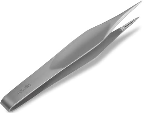 Zeckenzange Splitterpinzette Spitz Pinzette Zeckenpinzette für Tiere 11 cm | Spitzpinzette mit Innenzahnung für die Entfernung von Zecken bei Hunden und Katzen