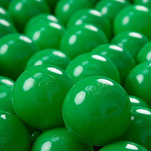 KiddyMoon 300 Ø 7 cm barnbollar lekbollar för bollbad baby enfärgad plastbollar tillverkad i EU, grön