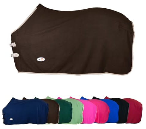 RL24 - Abschwitzdecke Basicline – Pferdedecke – Dunkelbraun – 125cm | Transportdecke mit Schweifkordel, Widerristpolster & Metallverschluss – atmungsaktive Fleecedecke – Pferde Zubehör
