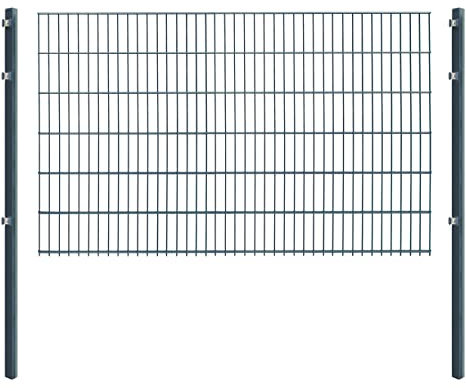 Doppelstabmattenzaun - Komplettset inkl. Pfosten und Montagematerial - Verschiedene Längen und Höhen – Grün oder Anthrazit (L 6 m | H 123 cm | Anthrazit)