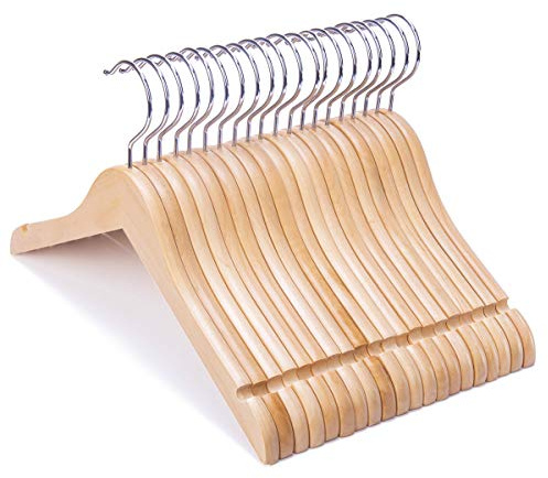 Nature Smile Juniors Preteen Older Children Wooden Coat Hangers 14 Inches Wood Dress Shirt Jacket Hangers with Anti-Rust Hook (20 Pack Natural)