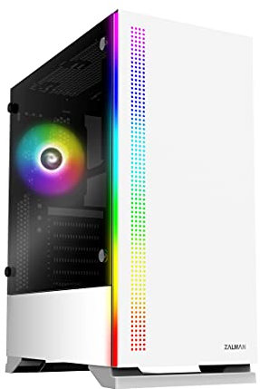 Zalman S5 Blanco - Caja de Torre Media con Ventana Lateral de Cristal Templado e iluminación RGB (Categoría: Carcasa de PC)