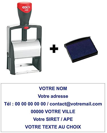 Colop Classic Line 2400 Stempel, personalisierbar, 6 Zeilen, 58 x 27 mm, für Adresse und soziale Zwecke, Blau