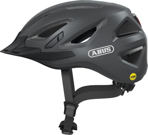 ABUS Urban-I 3.0 MIPS Casque de vélo avec protection contre les chocs, lumière arrière, visière et fermeture magnétique - pour homme et femme - Gris, Taille XL
