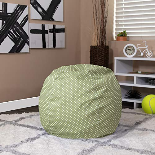 BizChair Small Green Dot Refillable Bean Bag Chair for Kids and Teens