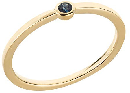 Ardeo Aurum Damenring aus 375 Gold Gelbgold mit natürlichem Rubin rot im Solitär-Stil schmal Vorsteckring Gr. 56