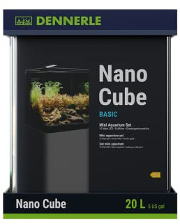Dennerle Nano Cube Basic 20 L, Mini Aquarium mit Frontscheibe | 25 x 25 x 30 cm, 20-Liter-Vivarienform, kompakte Nano-Ausführung für kleine Aquarienprojekte