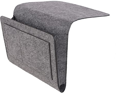 HRB Laptop-Tasche aus Filz bis 13 Zoll, Betttasche zum einhängen ideale Hängeaufbewahrung, anthraziter Hängeorganizer bzw. Fernbedinungshalter inkl. Innentaschen