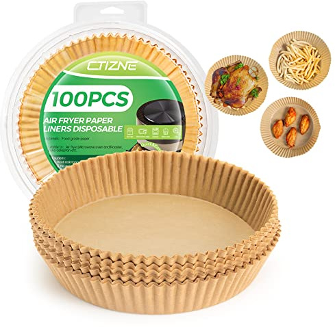 Ctizne Backpapier für Heißluftfritteuse AirFryer - 100 Stück, 20cm Rund, Kompatibel mit Ninja, COSORI, Philips, Princess Airfryer
