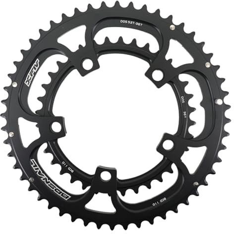 DJC Road Bike Chainring 110BCD Double Chainring 5 Arms Round 2X 50T 34T 53T 39T 52T 36T Gravel for Sram Red Rival S350 S900 (Round 50-34T)