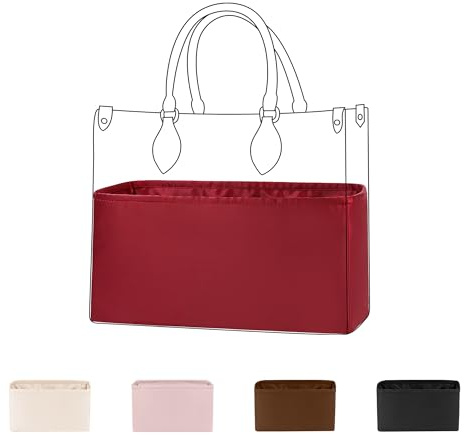 DGAZ Handtaschen Organizer Einsatz für OnTheGo PM/MM/GM Tasche, Seide Tasche in Tasche Organizer, Luxus-Handtaschen & Tote Innentaschen (Rouge casaque, GM) | Luxuriöse Satin-Innentasche, Perfekte Passform, Sanfter Schutz, Leicht