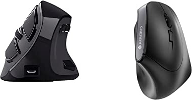 Trust Voxx Vertikale Kabellose Maus, Wiederaufladbare Ergonomische Funkmaus, Bluetooth und 2.4 GHz Verbindung, schwarz & Cherry MW 4500, kabellose Maus, 6 Tasten und Scrollrad, schwarz