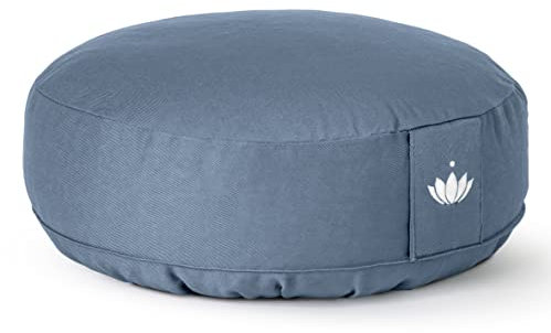 Lotuscrafts® Meditationskissen mit 10 cm Sitzhöhe, extra niedrig, Yoga Kissen mit Dinkelfüllung, Yogakissen Rund, Bodenkissen Rund, Yogakissen Meditationskissen, Bezug waschbar, GOTS Zertifiziert