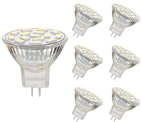 AHEVO 3.5W MR11 GU4.0 LED Light Bulbs, Equivalent to 25-35W Halogen Lamps, GU4.0 Base AC/DC 12V, 350 LM, 120° Flood Beam, 6000K White, Recessed Lighting, Track Lighting, Pack of 6