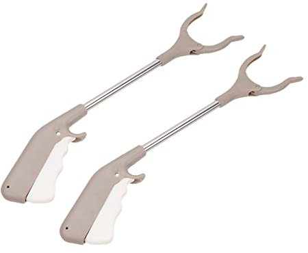 DOITOOL Recogedor De Basura 2 Piezas 40cm Pinza De Alcance Ergonómica Acero Inoxidable y Plástico Herramienta De Recogida Para Exterior e Interior Adecuado Para Limpieza y Recogida De Residuos