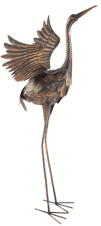 Pure Garden Statue de Jardin Grue Volante – Statues de Grue d'art en métal de 88,9 cm de Haut pour décoration extérieure – Sculptures et Statues de Jardin – Ornements de pelouse pour terrasse, étang