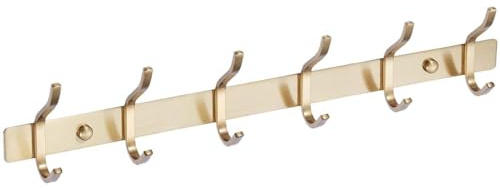 QNIIAED Coat Hooks Wall Mounted, SUS 304 Stainless Steel Screw in Door Hooks for Bedrooms, Coat Rack Hangers for Bathrobe Towel Clothes Dressing Gown in Bathroom(Gold)