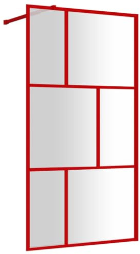 vidaXL Duschwand, Duschrückwand für Begehbare Dusche, Duschabtrennung aus Sicherheitsglas, Duschtrennwand Duschkabine, ESG Klarglas Rot