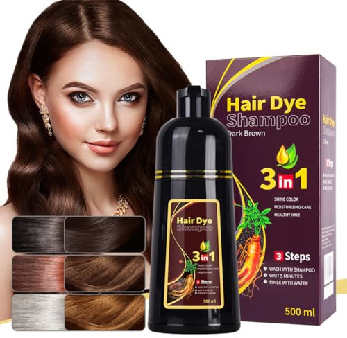 3 In 1 Shampoo Colorante Istantaneo Per Capelli Neri, Tintura Rapida E Di Lunga Durata, Shampoo Colorante Per Capelli Facile Da 500 Ml Per Uomini E Donne (Dark Brown)