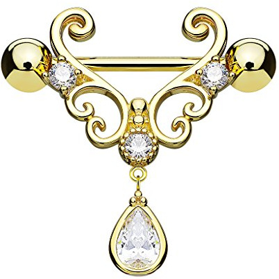 Taffstyle Piercing Barbell Stab mit Tropfen Kristall