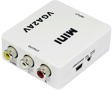 Hemobllo Convertisseur Vga vers AV RCA Adaptateur Pc vers TV Prise Charge Ntsc Pal