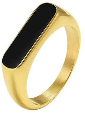 Whoiy Ringe Freundschaftsringe Edelstahl mit Gravur Emaille Poliert Personalisiert Ringe Vergoldet Ausgefallene Verlobungsringe für Frauen Größe 65 (20.7)