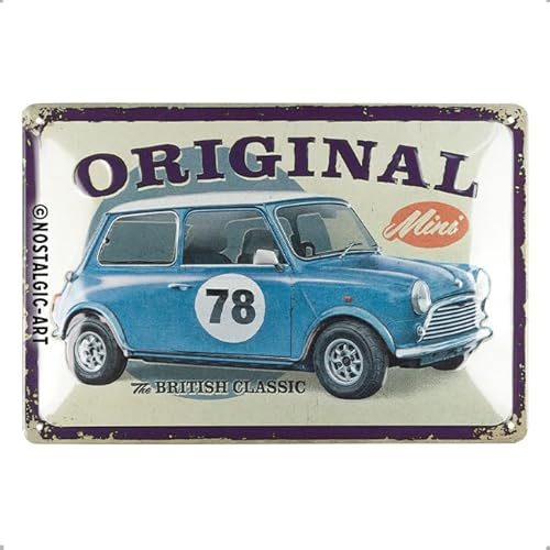 Nostalgic-Art Retro tin sign, 20 x 30 cm, Mini – The British Classic – Gift idea for Mini Cooper fans, made of metal, vintage design