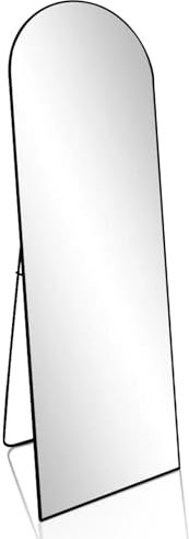 Kapler Miroir sur pied arrondi - 160 x 53 cm - Noir - Pour Deman - Montage mural - Décoration de salon