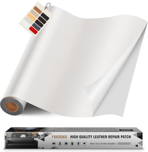 Leder kunstleder selbstklebend, 40 x 200cm leder reparatur set für Möbel, Sofa, Autositze, Taschen, Leder Reparatur und Renovierung(Weiß)