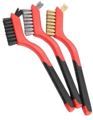 LAWALEISHE 3Pcs Wire Brush Set,Stainless Steel Carbon Brass Nylon Wire Scrubbing Brushes,for Rust,Dirt,Welding Slag & Paint with Deep Cleaning in Holes
