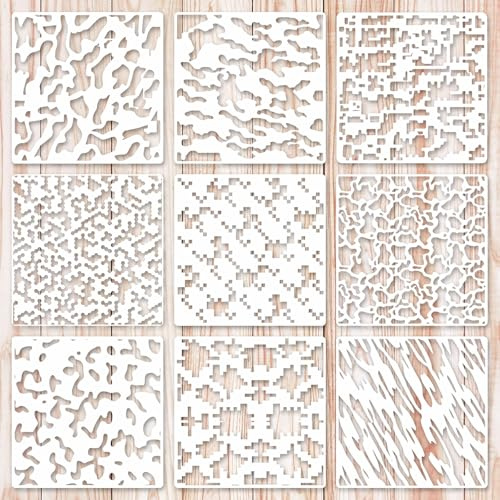 HICOHAND Schablonen Zum Basteln 8 Stück Tarnschablonen Für Sprühfarben Tarnschablonen Vorlagen Zum Bemalen Auf Holz Leinwand Papier Stoff Boden Wandfliesen