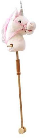 Steckenpferd aus Plüsch mit realistischen Soundeffekten, Rollenspiel mit Rad, handgefertigt, robustes Steckenpferd auf einem für Kinder, Pferd Abnehmbar