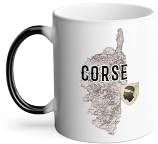 Mug Thermo-réactif Tasse Magique - Corse Département Ile France Bastia Carte Ancienne Rare - 325 ml