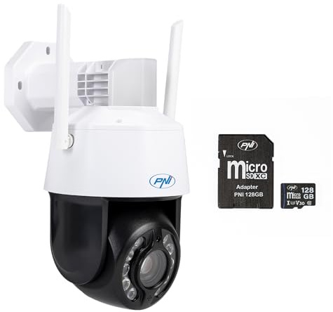 PNI Pacchetto Telecamera di videosorveglianza WiFi House IP575 da 5 MP con IP + scheda di memoria MicroSD 128 GB con adattatore SD