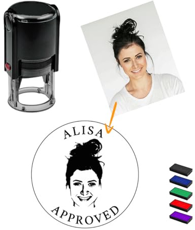 Personalized Face Stamp Self Inking Custom Photo Stamper with Portrait & Text, Teacher School Office Business Rubber Stamp