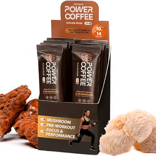 Original Power Coffee - Ketogenic Coffee for Pre-Workout or Every Day Focus - MCT Oil - Clean Caffeine with Lionsmane & Chaga Mushrooms - 14 Sachets