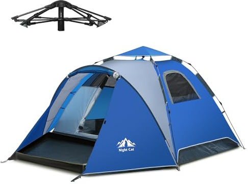 Night Cat Tienda Emergente De Campaña 3 4 Personas: Impermeable Fácil Instalación Carpa de Automático Domo Familiar Caminatas al Aire Libre