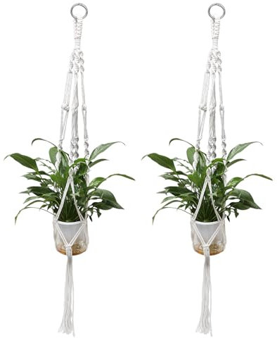 Yoicn Lth Lot de 2 Suspension Macramé pour Plante, Filet Suspension Plante avec Anneaux, Pot Suspendu bohême pour Balcon et décoration du Jardin