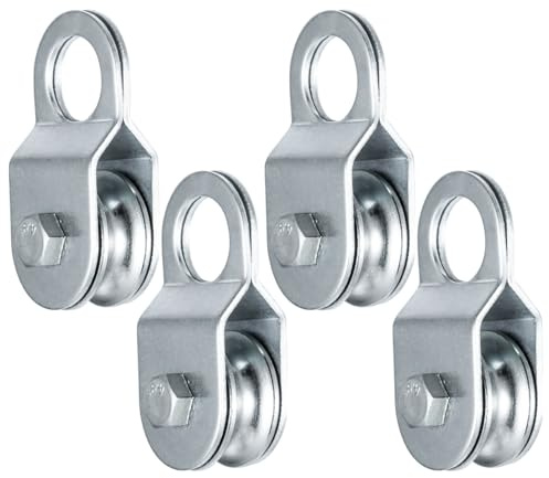 KCNOFNC Umlenkrolle mit 2 Kugellager, Umlenkrollen für 6mm Seile Stahlseil, Tragkraft 50kg, 4 Stück