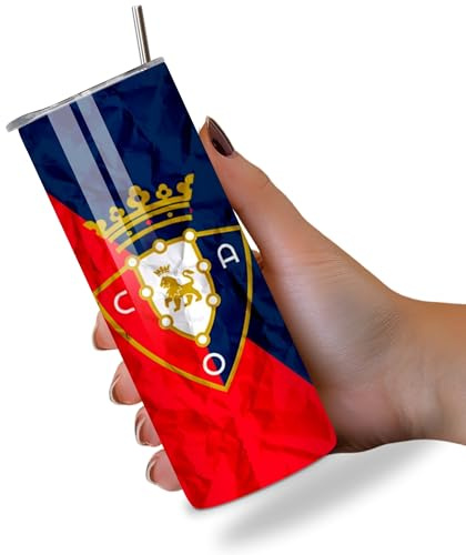 KaTunn - Botella Agua Acero Inoxidable Fútbol Personalizada - Botella Térmica Personalizada Fútbol - Termo con Pajita Personalizado - Ideal para Niños y Adultos - Regalo Fanáticos (Osasuna)