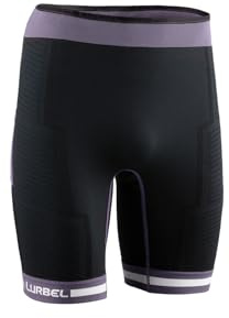 Lurbel Spirit Flux Shorts, Mallas Cortas de Hombre, Shorts de Trail Running, Mallas Transpirables y Antibacterianas. (L, Negro/Lavanda)