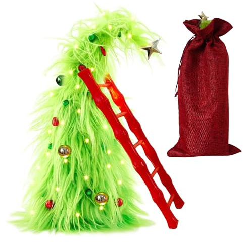 Mini Weihnachtsbaum Tisch Weihnachtsdeko Gebogener Kleiner Weihnachtsbaum 28 cm limettengrüner Weihnachtsbaum Künstlich Mini Weihnachtsbaum für Weihnachtsdeko Innen Büro Weihnachten
