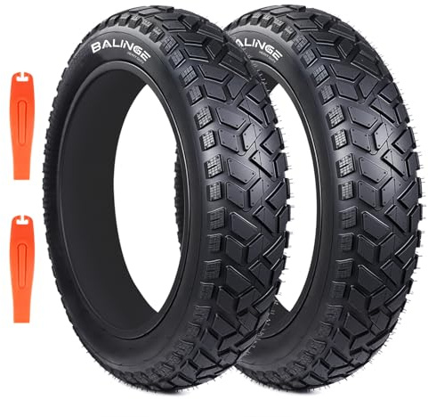 BALINGE 2 Pack Fat Tire for Ebike Mountain Bike Heavy Duty High-Performance Wear-Resistant E-Bike Mountain Snow Bike Tire 20 x 4,Black- 2 Tires 2levers(no Tubes)