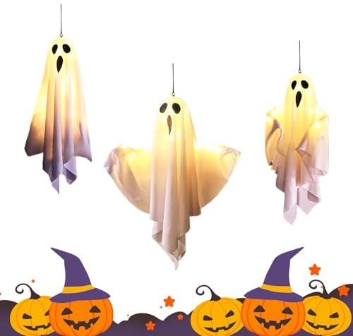 Ghost Light, Ghost Outdoor Lights Spooky Decor Set - Home Decorations Ambient Lighting for Farmhouse Garden Indoor Haunted House Fall Veranda Lawn