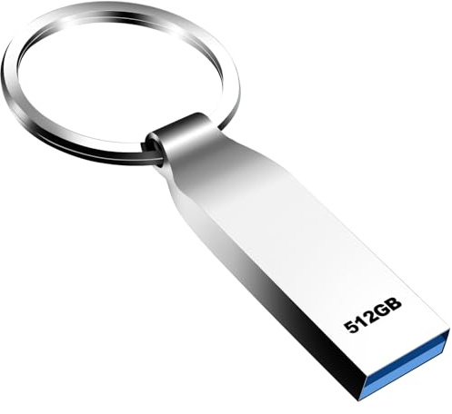 Memoria USB 512GB, Mini Pen Drive USB 3.0 Impermeable Memoria Flash 512GB con Llavero para Computadoras, Tabletas Almacenamiento de Datos Externo
